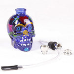 Painted Horror Skull Head Glass Hookah Shisha Tobacco Herb Smoking Water Pipe