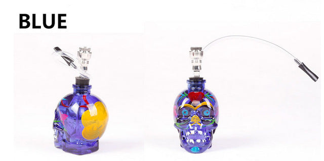 Painted Horror Skull Head Glass Hookah Shisha Tobacco Herb Smoking Water Pipe