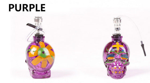 Painted Horror Skull Head Glass Hookah Shisha Tobacco Herb Smoking Water Pipe
