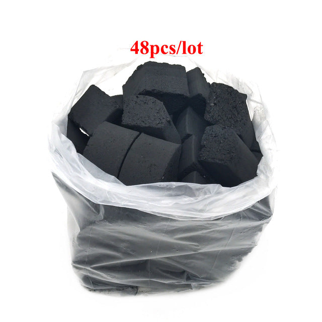 48pcs/lot Fan-shaped 100% Natural Coconut Shell Hookah Charcoal Coal For Shisha Hookahs Water Pipe Chicha Narguile Accessories