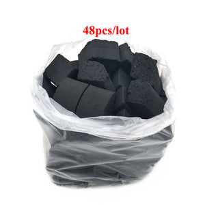 48pcs/lot Fan-shaped 100% Natural Coconut Shell Hookah Charcoal Coal For Shisha Hookahs Water Pipe Chicha Narguile Accessories